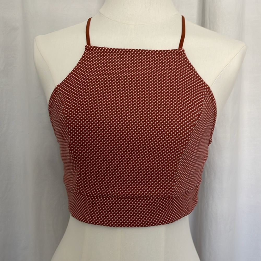 Urban Outfitters Crop Top XS Burnt Orange Polka Dot Soft Girl Coquette Fem Indie